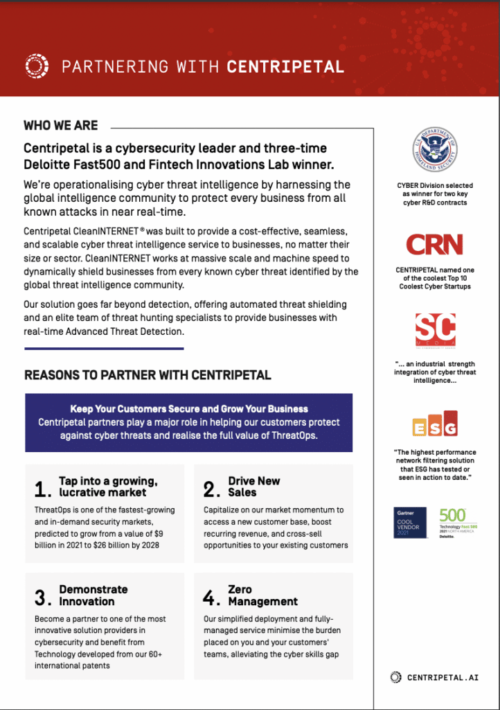 Centripetal, cybersecurity, partner