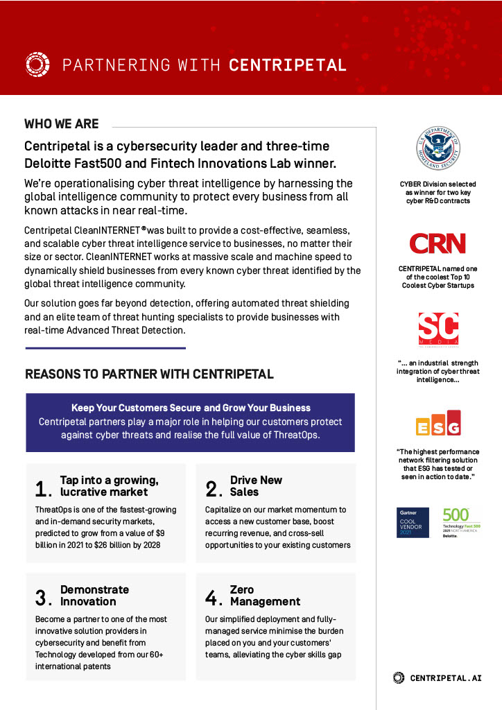 Centripetal, cybersecurity, partner